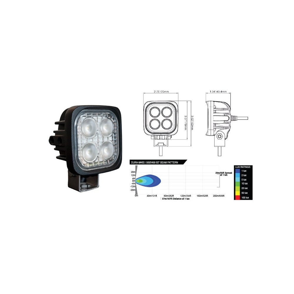 Lampe de travail VISION X DURALUX MINI 4 LED 12W Lampe de travail VISION X DURALUX MINI 4 LED 12W