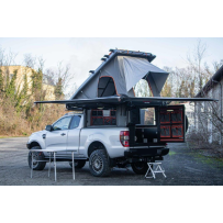 CANOPY CAMPER ALU-CAB VERSION AC20 COMFORT NOIR POUR FORD RANGER EXTRA CABINE DE 2012 A 2022 (KIT DE MONTAGE INCLUS)