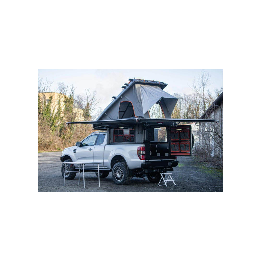 CANOPY CAMPER ALU-CAB VERSION AC20 COMFORT NOIR POUR FORD RANGER EXTRA CABINE DE 2012 A 2022 (KIT DE MONTAGE INCLUS)