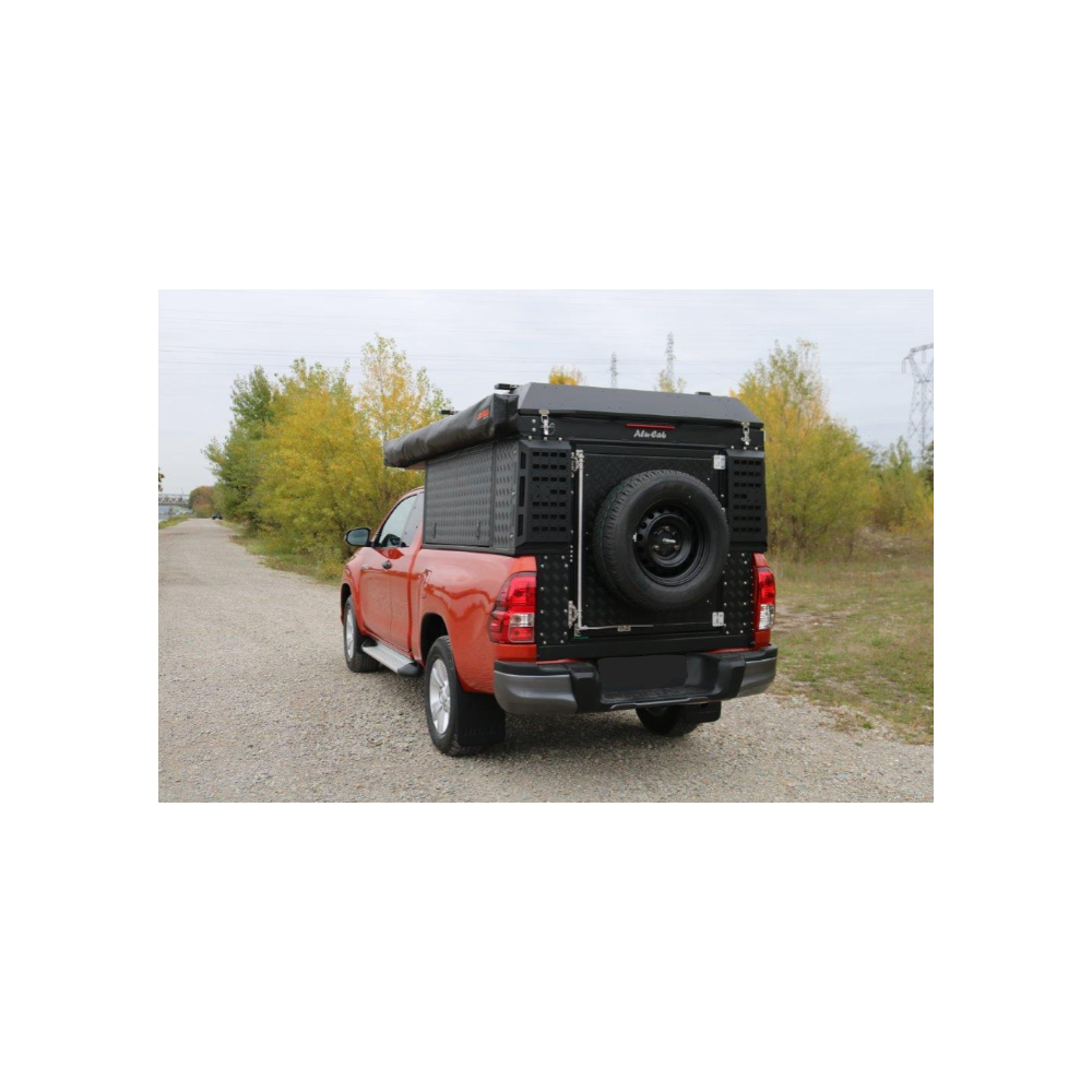 CANOPY CAMPER ALU-CAB VERSION AC20 COMFORT NOIR POUR TOYOTA HILUX REVO EXTRA CABINE A PARTIR DE 2016 (KIT DE MONTAGE INCLUS)