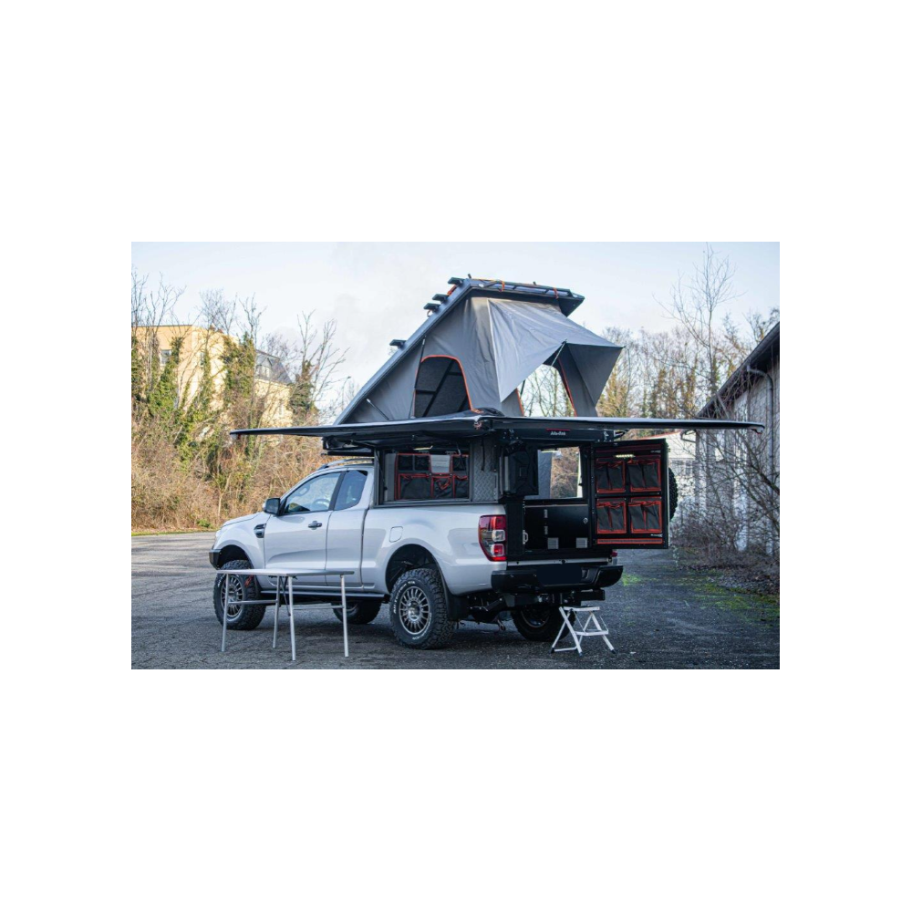 CANOPY CAMPER ALU-CAB VERSION AC20 COMFORT NOIR POUR FORD RANGER EXTRA CABINE A PARTIR DE 2023 (KIT DE MONTAGE INCLUS)