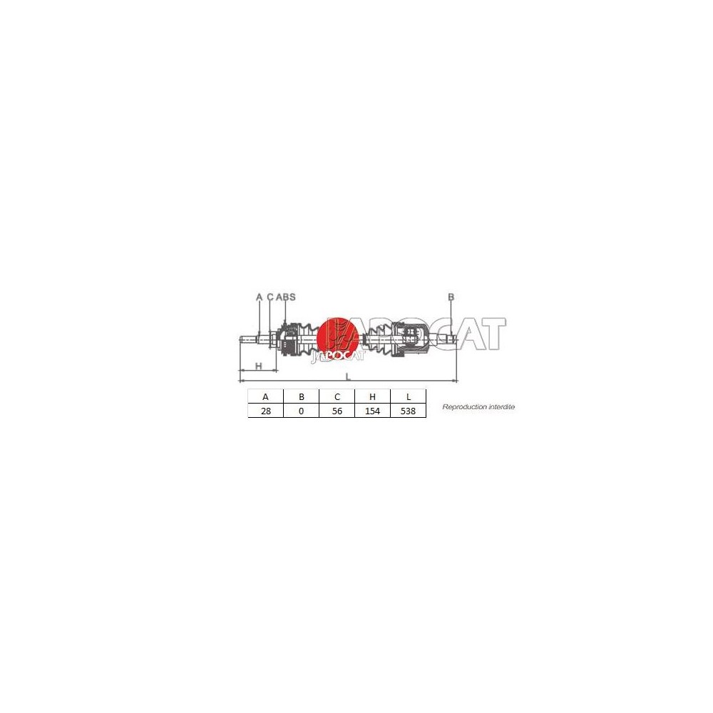 CARDAN COMPLET AVD POUR MITSUBISHI L200 4WD 2,5TDIC 96-06 K74 CARDAN COMPLET AVD POUR MITSUBISHI L200 4WD 2,5TDIC 96-06 K74