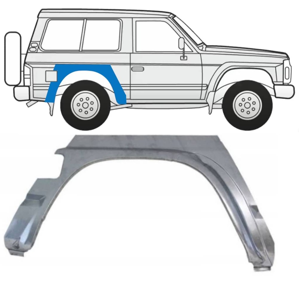 Tôle de réparation de passage de roue arrière Droite pour Nissan patrol GR y60 2 portes