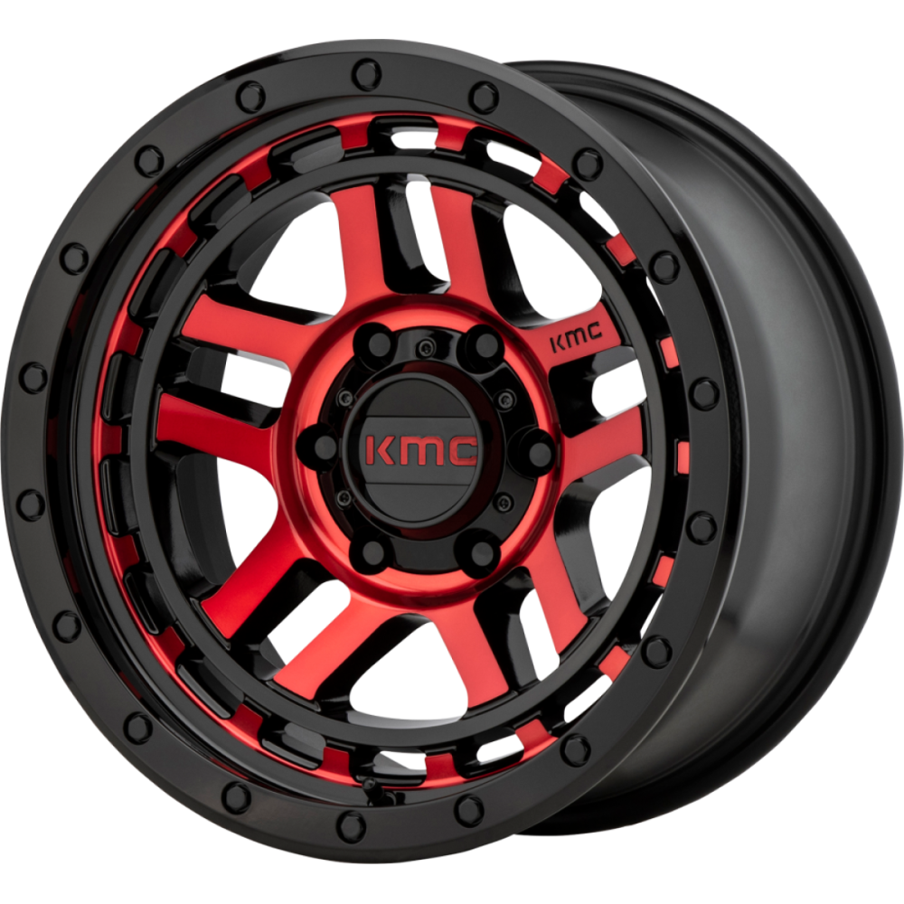 Jante aluminium 8,5 x 17 ET +18 KMC KM540 RECON noir rouge Jeep KM54078550918 Gloss BLACK RED