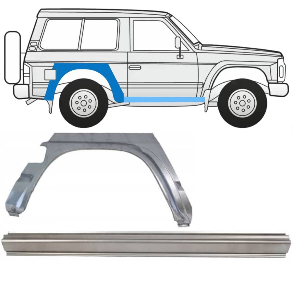 Tôle de réparation de PASSAGE DE ROUE ARRIÈRE + PANNEAU DE RÉPARATION DU SEUIL Droite pour Nissan patrol GR y60 2 portes Tôle de réparation de PASSAGE DE ROUE ARRIÈRE + PANNEAU DE RÉPARATION DU SEUIL Droite pour Nissan patrol GR y60 2 portes