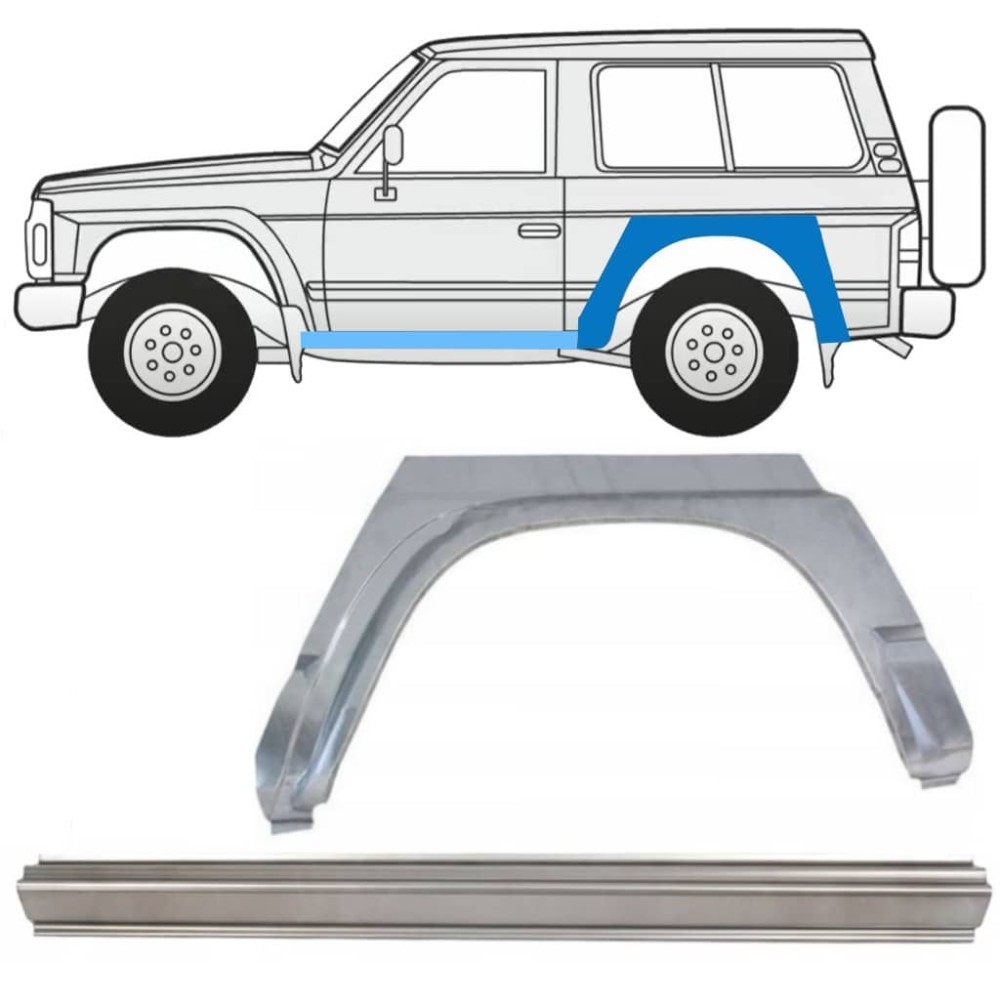 Tôle de réparation de PASSAGE DE ROUE ARRIÈRE + PANNEAU DE RÉPARATION DU SEUIL Gauche pour Nissan patrol GR y60 2 portes Tôle de réparation de PASSAGE DE ROUE ARRIÈRE + PANNEAU DE RÉPARATION DU SEUIL Gauche pour Nissan patrol GR y60 2 portes