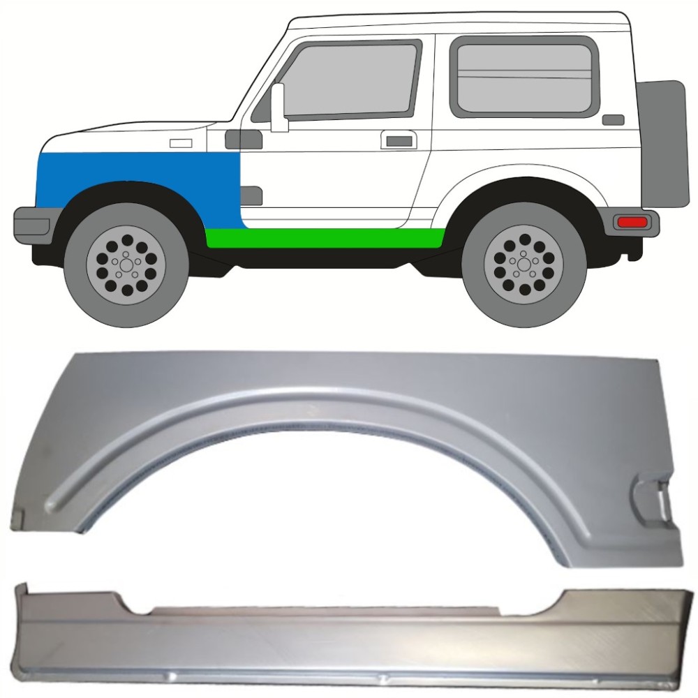 Panneau de réparation du seuil + panneau de réparation de l'aile avant pour Suzuki Samurai 1981-1998 / Gauche / Panneau de réparation du seuil + panneau de réparation de l'aile avant pour Suzuki Samurai 1981-1998 / Gauche /