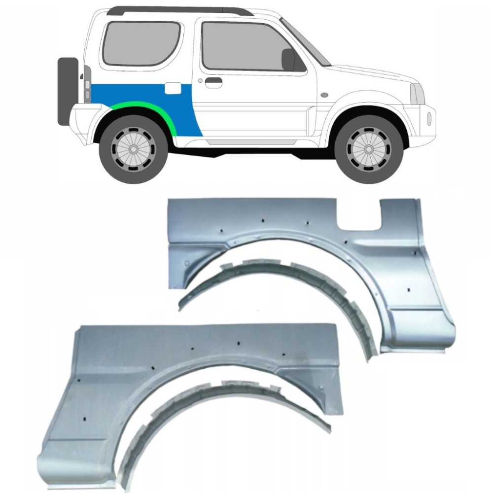 PANNEAU DE RÉPARATION D'AILE ARRIÈRE POUR SUZUKI JIMNY 1998-2018 / ENSEMBLE DE 4