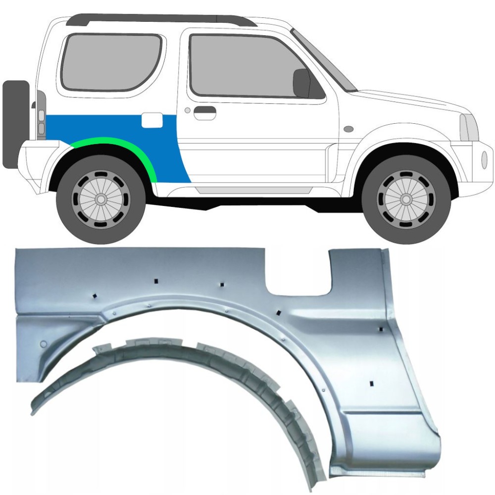 PANNEAU DE RÉPARATION D'AILE ARRIÈRE POUR SUZUKI JIMNY 1998-2018 / ENSEMBLE / DROIT