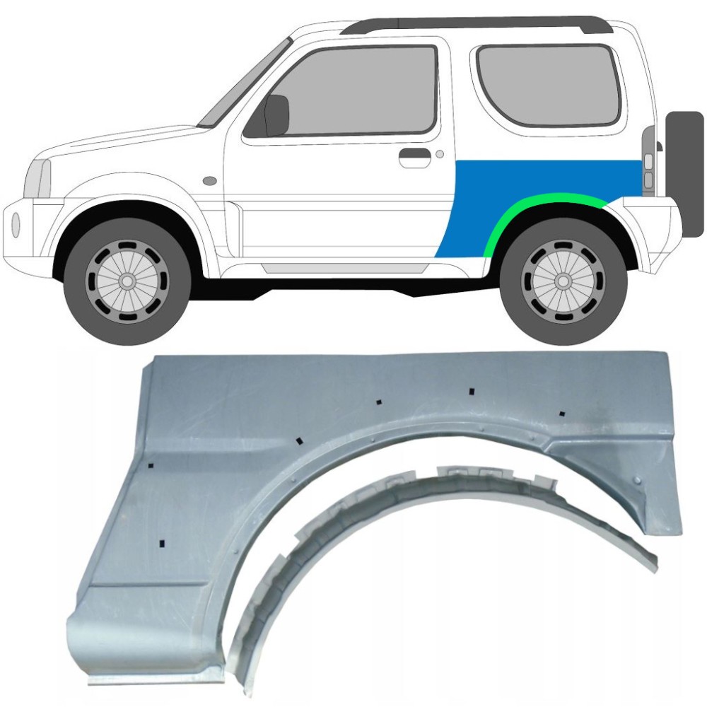PANNEAU DE RÉPARATION D'AILE ARRIÈRE POUR SUZUKI JIMNY 1998-2018 / ENSEMBLE / GAUCHE PANNEAU DE RÉPARATION D'AILE ARRIÈRE POUR SUZUKI JIMNY 1998-2018 / ENSEMBLE / GAUCHE