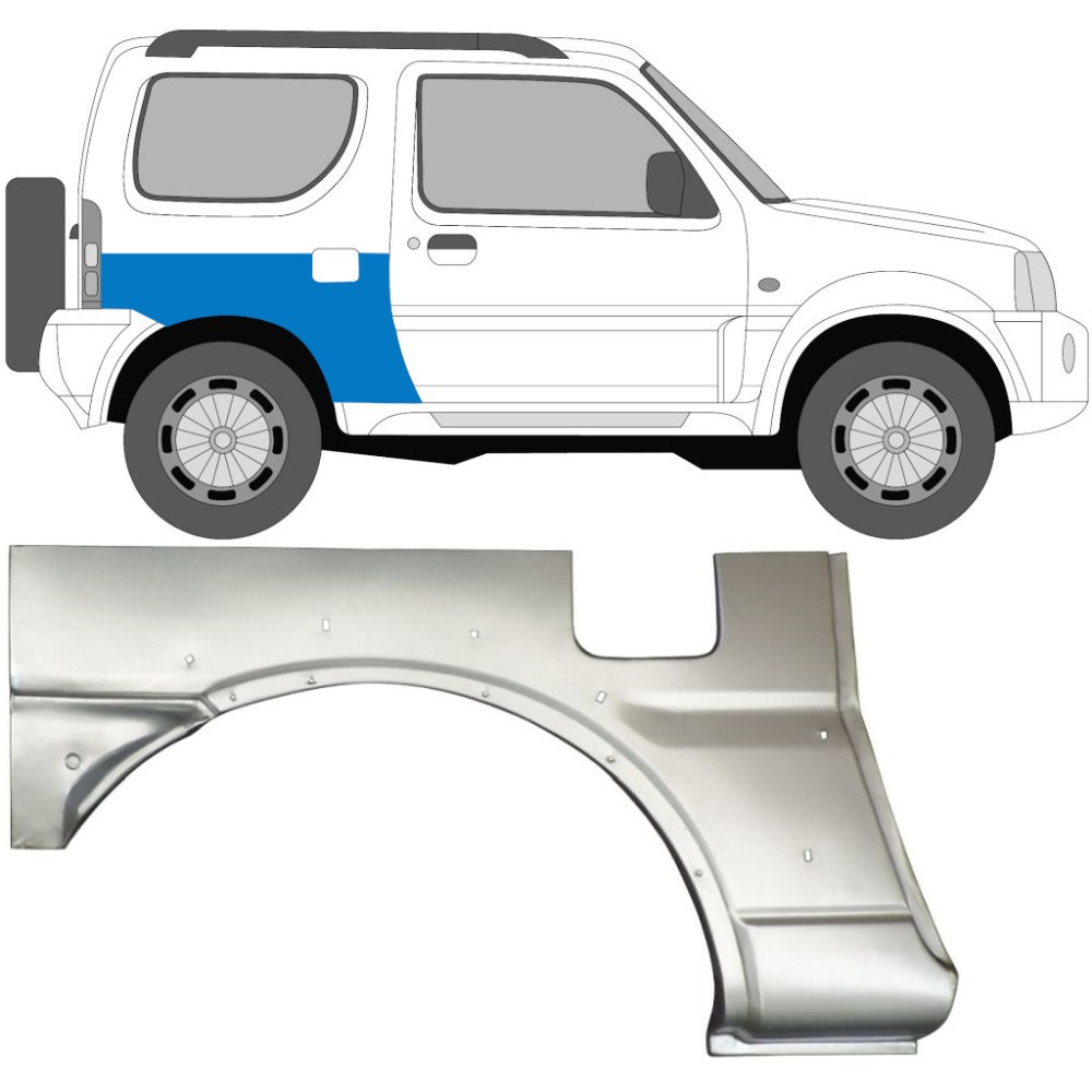 PANNEAU DE RÉPARATION D'AILE ARRIÈRE / DROIT POUR SUZUKI JIMNY 1998-2018