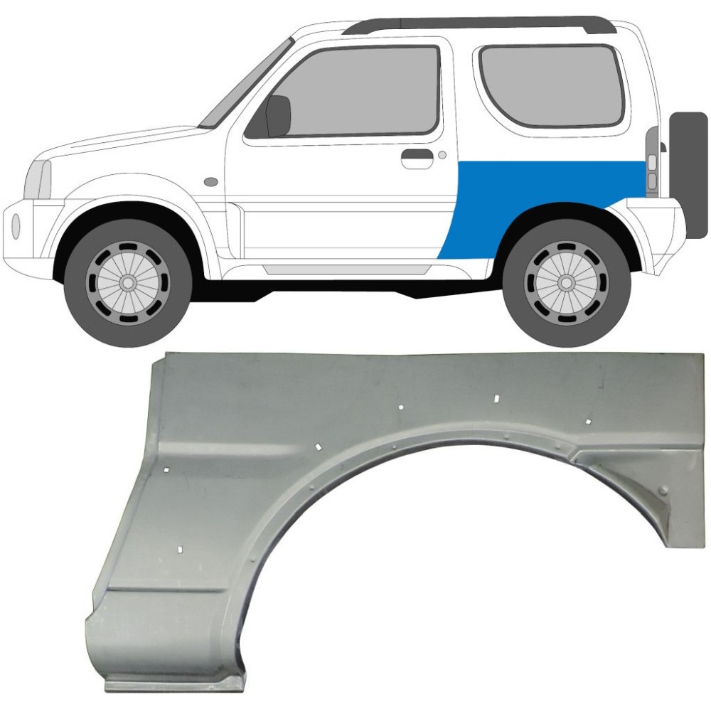 PANNEAU DE RÉPARATION D'AILE ARRIÈRE / GAUCHE POUR SUZUKI JIMNY 1998-2018