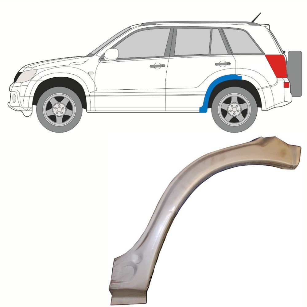 PASSAGE DE ROUE ARRIÈRE GAUCHE / DEVANT ET ROUE SUPÉRIEURE POUR SUZUKI GRAND VITARA 2005-2012 PASSAGE DE ROUE ARRIÈRE GAUCHE / DEVANT ET ROUE SUPÉRIEURE POUR SUZUKI GRAND VITARA 2005-2012