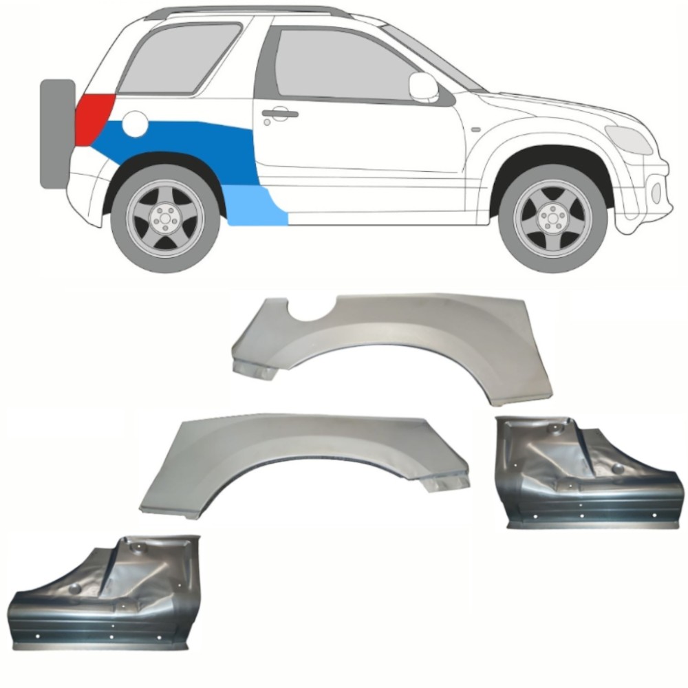 KIT PASSAGE DE ROUE ARRIÈRE + RÉPARATION DE SEUIL / ENSEMBLE / DROIT POUR SUZUKI GRAND VITARA 2005-2012 GAUCHE + DROITE KIT PASSAGE DE ROUE ARRIÈRE + RÉPARATION DE SEUIL / ENSEMBLE / DROIT POUR SUZUKI GRAND VITARA 2005-2012 GAUCHE + DROITE