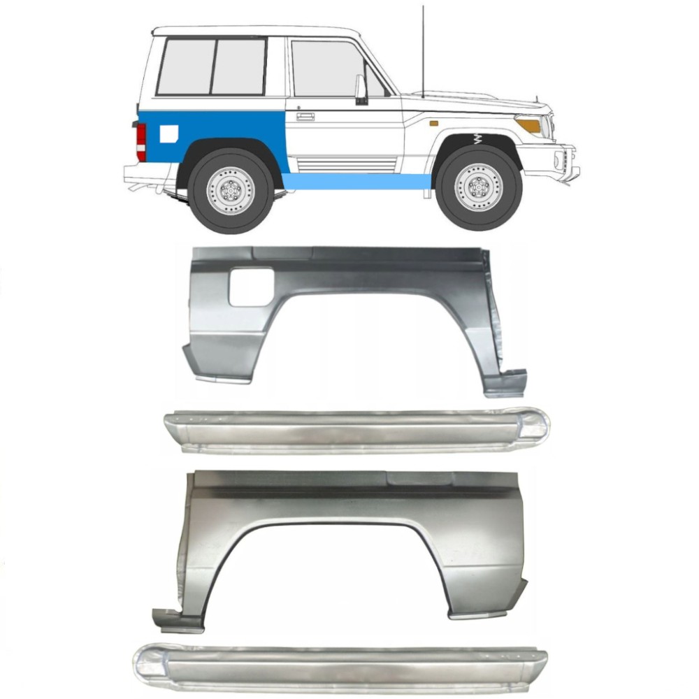 TOYOTA LAND CRUISER LJ70 / KZJ70 1984-1993 PASSAGE DE ROUE ARRIÈRE + PANNEAU DE RÉPARATION DU SEUIL / KIT / GAUCHE + DROIT TOYOTA LAND CRUISER LJ70 / KZJ70 1984-1993 PASSAGE DE ROUE ARRIÈRE + PANNEAU DE RÉPARATION DU SEUIL / KIT / GAUCHE + DROIT