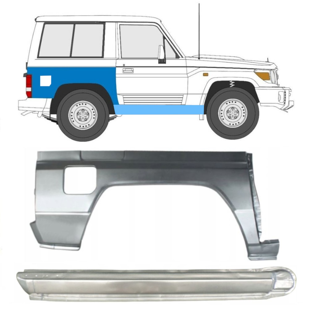 TOYOTA LAND CRUISER LJ70 1984-1993 PASSAGE DE ROUE ARRIÈRE + PANNEAU DE RÉPARATION DU SEUIL / DROIT TOYOTA LAND CRUISER LJ70 1984-1993 PASSAGE DE ROUE ARRIÈRE + PANNEAU DE RÉPARATION DU SEUIL / DROIT