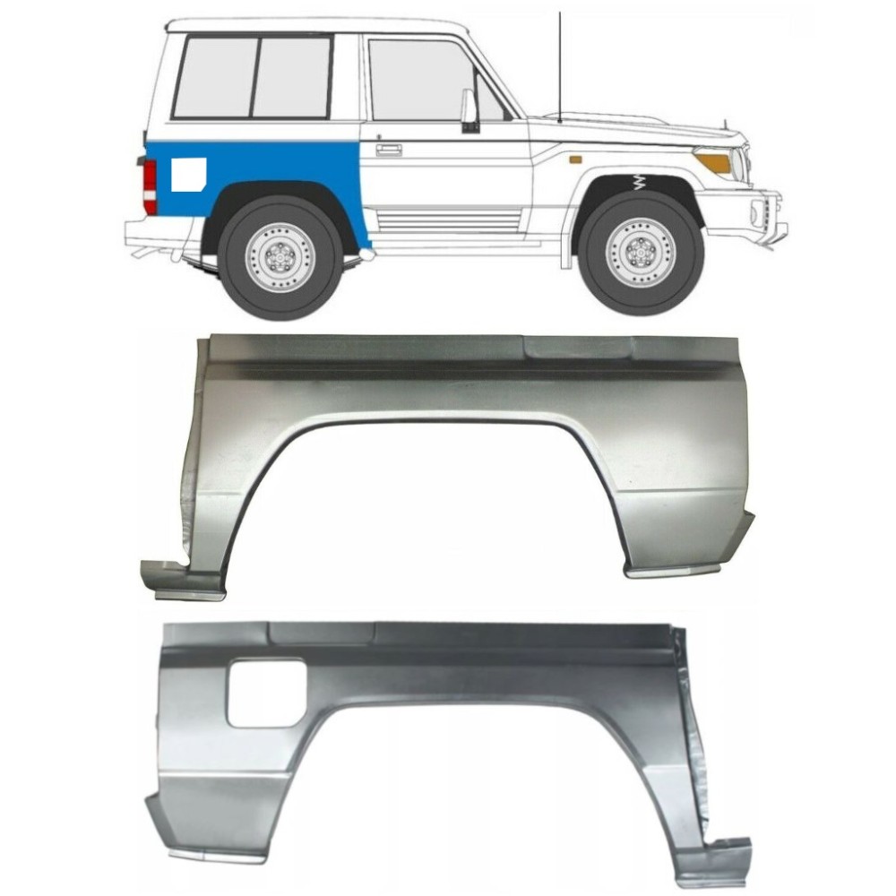 TOYOTA LAND CRUISER LJ70 / KZJ70 1984-1993 KIT PANNEAU DE RÉPARATION DE L'AILE ARRIÈRE Droit + Gauche TOYOTA LAND CRUISER LJ70 / KZJ70 1984-1993 KIT PANNEAU DE RÉPARATION DE L'AILE ARRIÈRE Droit + Gauche