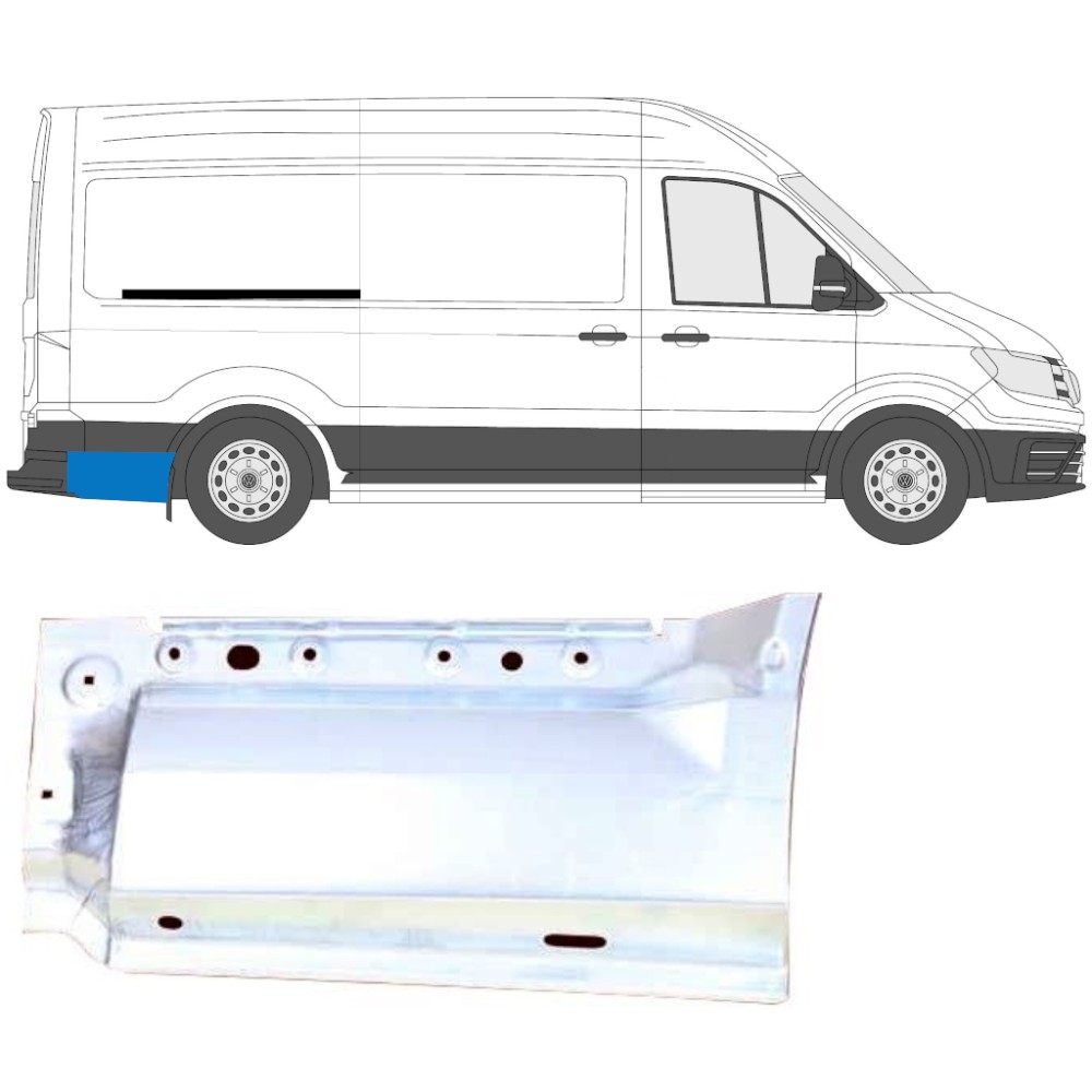 PANNEAU DE RÉPARATION DE L'AILE ARRIÈRE / DROIT POUR VOLKSWAGEN CRAFTER / MAN TGE 2017- EMPATTEMENT MOYEN EMPATTEMENT LONG