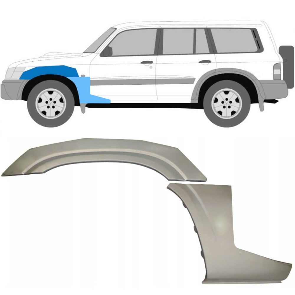 PANNEAU DE RÉPARATION DE L'AILE AVANT / SET / GAUCHE POUR NISSAN PATROL GR Y61 DE 1997-2009 PANNEAU DE RÉPARATION DE L'AILE AVANT / SET / GAUCHE POUR NISSAN PATROL GR Y61 DE 1997-2009