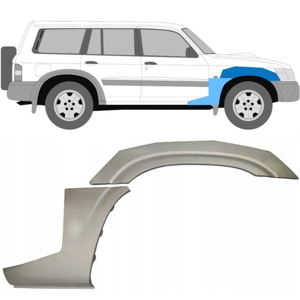 PANNEAU DE RÉPARATION DE L'AILE AVANT / SET / DROIT POUR NISSAN PATROL GR Y61 DE 1997-2009 PANNEAU DE RÉPARATION DE L'AILE AVANT / SET / DROIT POUR NISSAN PATROL GR Y61 DE 1997-2009