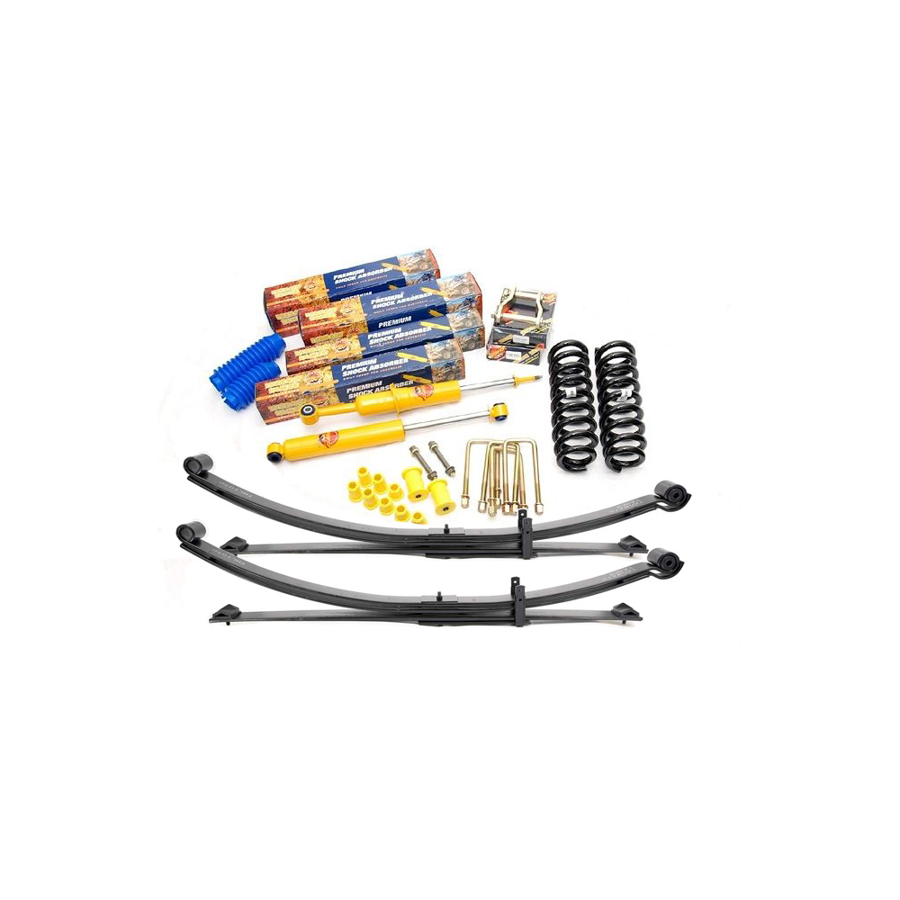 KIT SUSPENSION TERRAIN TAMER avant +100kgs  LAMES PARABOLIQUES +850KG REHAUSSE +40/50MM POUR TOYOTA HILUX VIGO DE 2005 A 2015