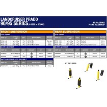 KIT DE SUSPENSION TERRAIN TAMER AVEC AMORTISSEUR PRO SHOCK REHAUSSE +40/50MM POUR TOYOTA KZJ/KDJ 90/95