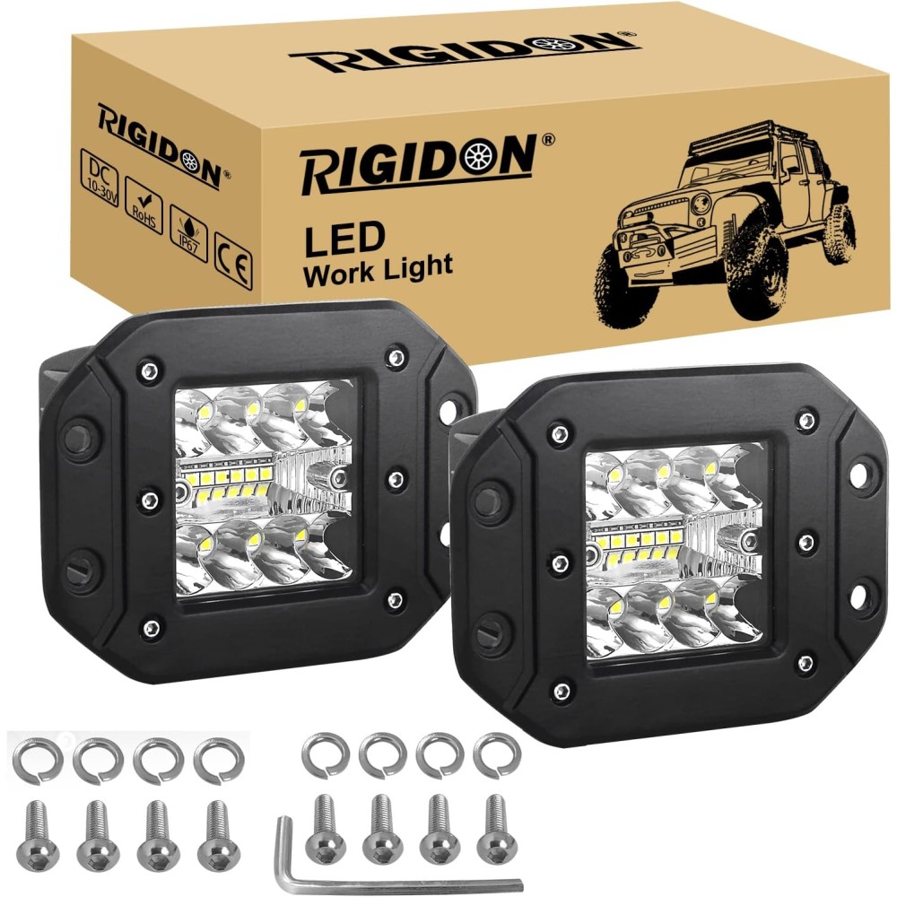 RIGIDON 2 Pcs Rampe de Phare LED, 5 Pouces 42W 12/24V, projecteurs lumière Feux de Travail Offroad 6000k RIGIDON 2 Pcs Rampe de Phare LED, 5 Pouces 42W 12/24V, projecteurs lumière Feux de Travail Offroad 6000k