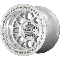 Jante aluminium beadlock GRENADE CRAWL KMC KM235 9x17 6x139.7 ET-38 en  aluminium poli argenté