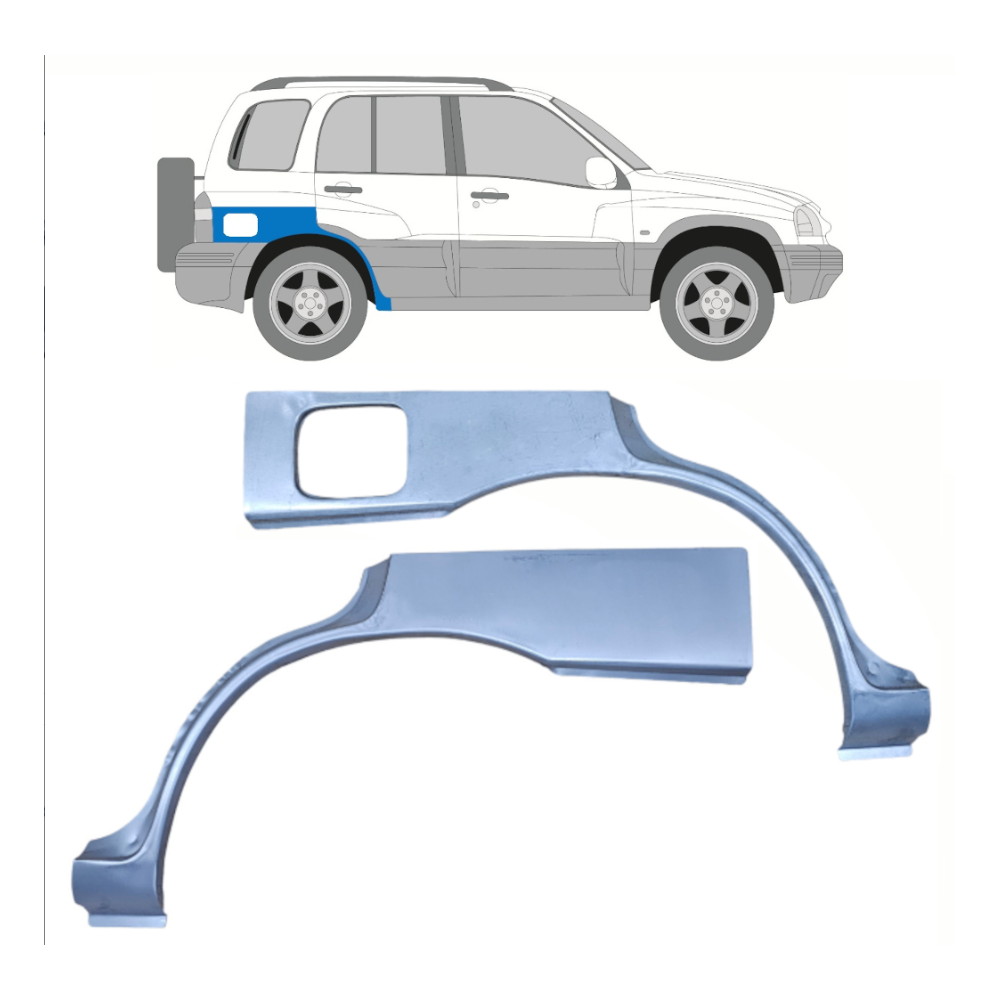 Panneau de réparation arc d'aile arrière / Gauche+Droit / Ensemble pour Suzuki Grand Vitara 1997-2005