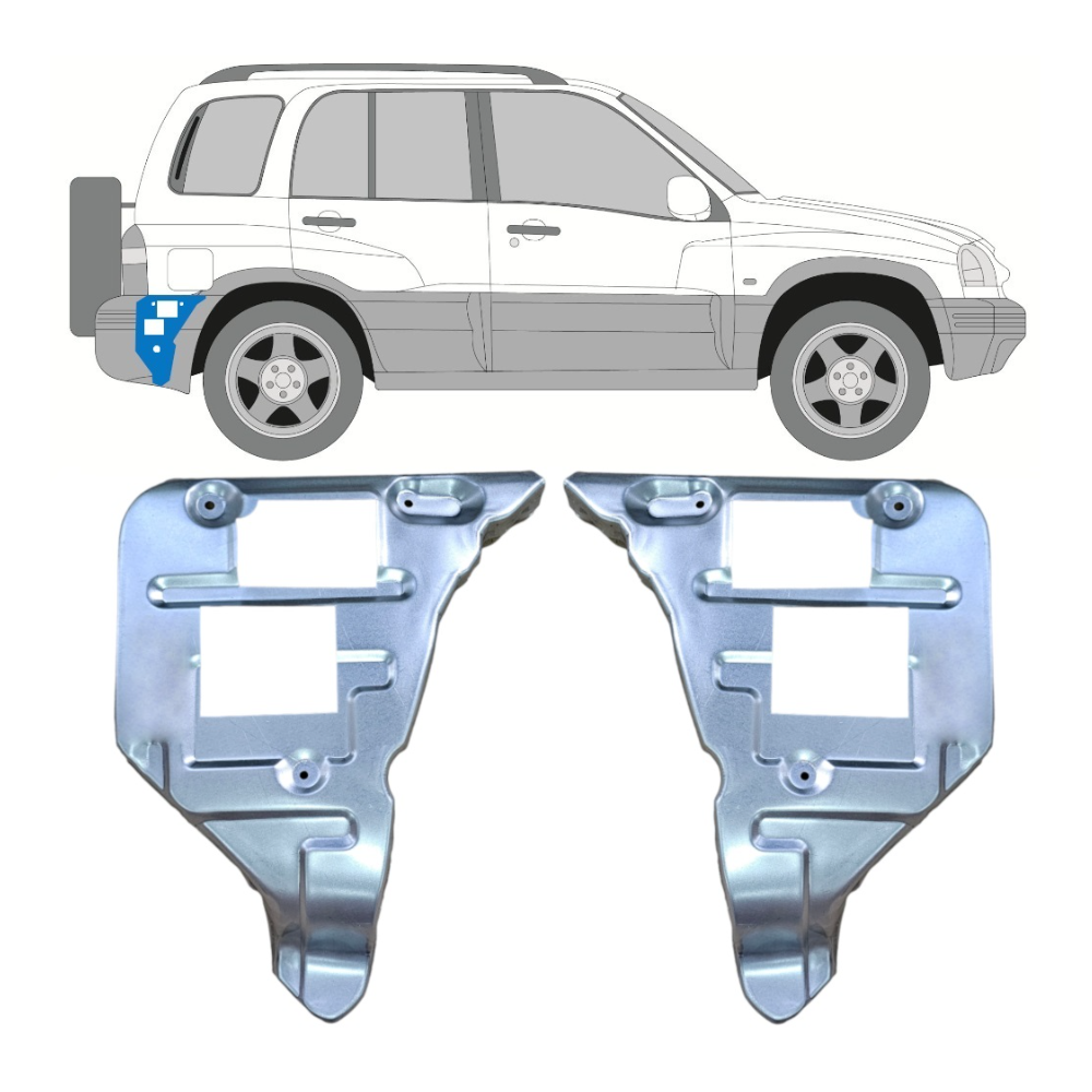 Panneau de réparation de la fixation du pare-chocs arrière / Ensemble pour Suzuki Grand Vitara 1997-2005 Panneau de réparation de la fixation du pare-chocs arrière / Ensemble pour Suzuki Grand Vitara 1997-2005