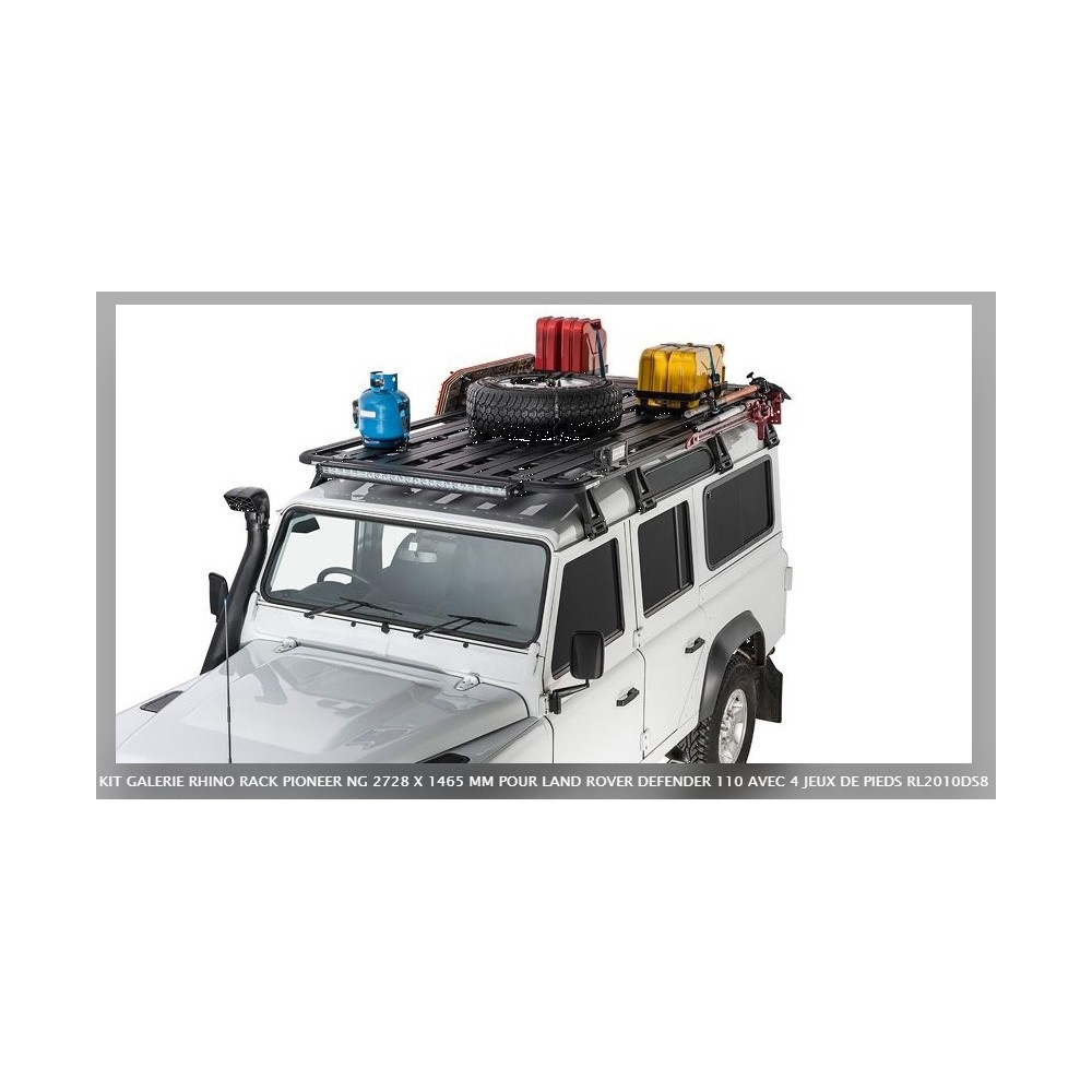 GALERIE RHINO RACK PIONEER NG 2728 X 1465 MM POUR LAND ROVER DEFENDER 110 AVEC 4 JEUX DE PIEDS RL2010DS8