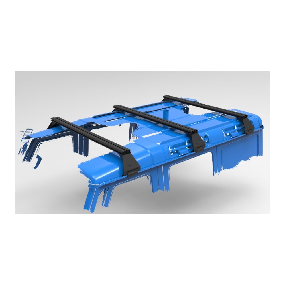 KIT 3 BARRES DE TOIT RHINO RACK RECONN - DECK NOIRES 1500 MM ET PIEDS POUR INEOS GRENADIER