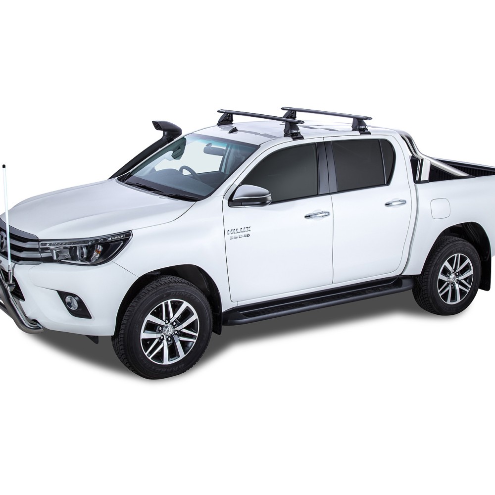 Kit 2 barres de toit noire Vortex 1260mm avec pieds 2500 Toyota Hilux Revo 2015-
