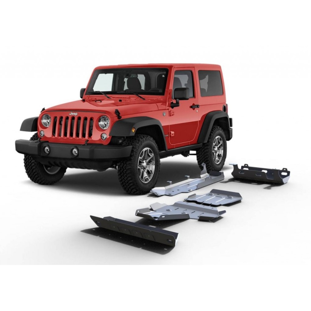 KIT DE 5 BLINDAGES ALUMINIUM 6 MM RIVAL POUR JEEP WRANGLER JK 2.8L DIESEL 4 PORTES KIT DE 5 BLINDAGES ALUMINIUM 6 MM RIVAL POUR JEEP WRANGLER JK 2.8L DIESEL 4 PORTES