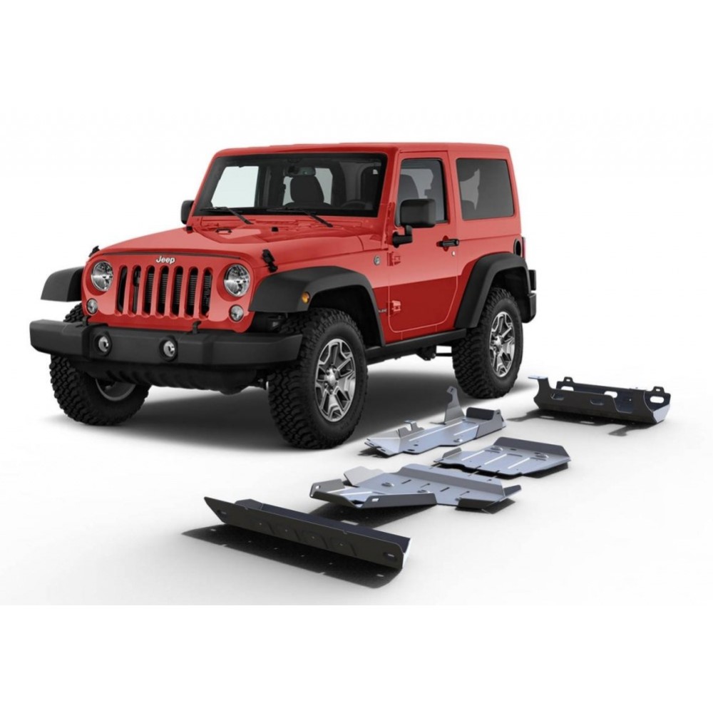 KIT DE 5 BLINDAGES ALUMINIUM 6 MM RIVAL POUR JEEP WRANGLER JK 2.8L DIESEL 2 PORTES KIT DE 5 BLINDAGES ALUMINIUM 6 MM RIVAL POUR JEEP WRANGLER JK 2.8L DIESEL 2 PORTES