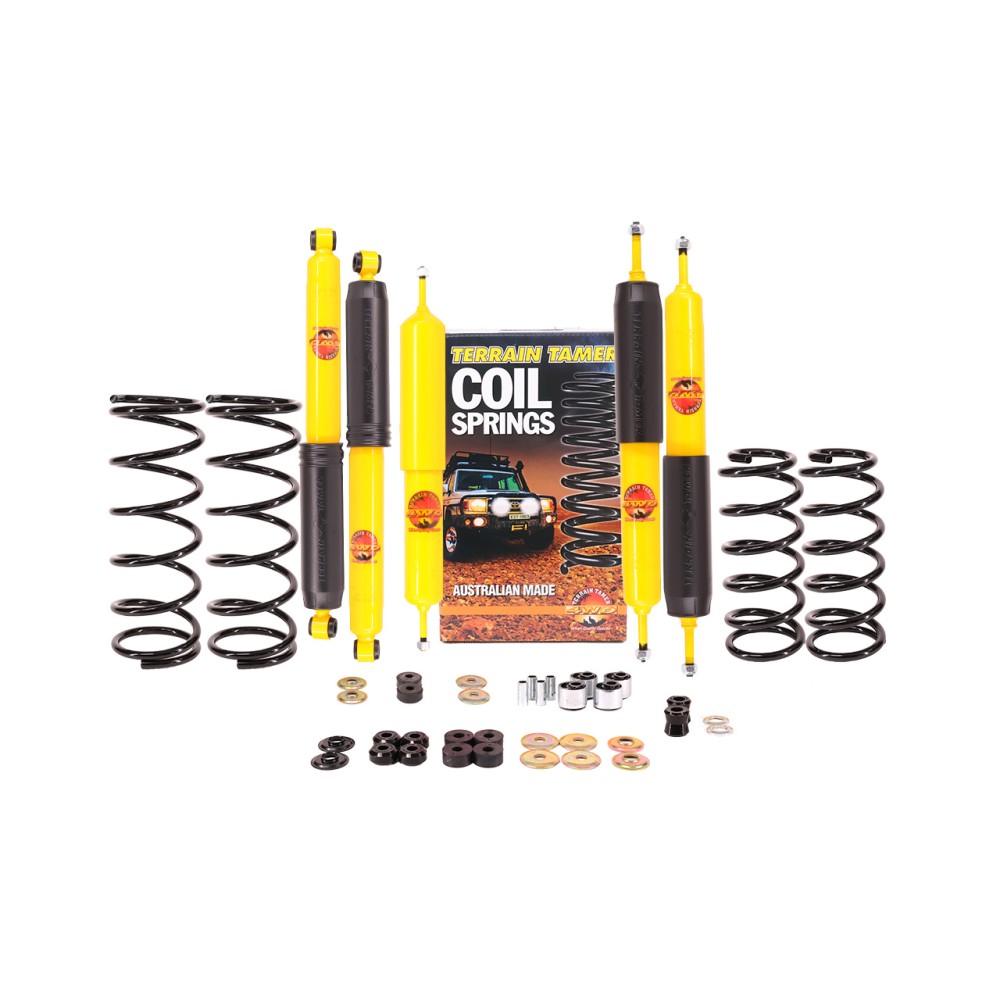 KIT DE SUSPENSION TERRAIN TAMER REHAUSSE +40/50MM POUR NISSAN PATROL Y60 / Y61 CHASSIS LONG (SUR DEMANDE) KIT DE SUSPENSION TERRAIN TAMER REHAUSSE +40/50MM POUR NISSAN PATROL Y60 / Y61 CHASSIS LONG (SUR DEMANDE)