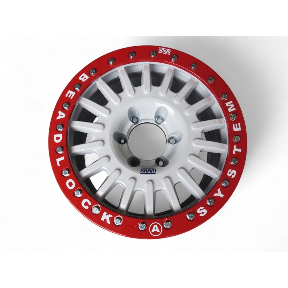 Jante alu beadlock Braid Winrace 8x16 blanche Toyota Hilux