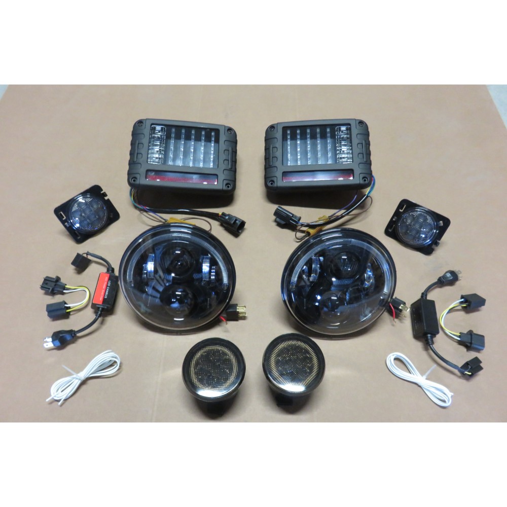 Pack feux LED cristal fumé Jeep Wrangler JK 2007-2018 DTC Parts