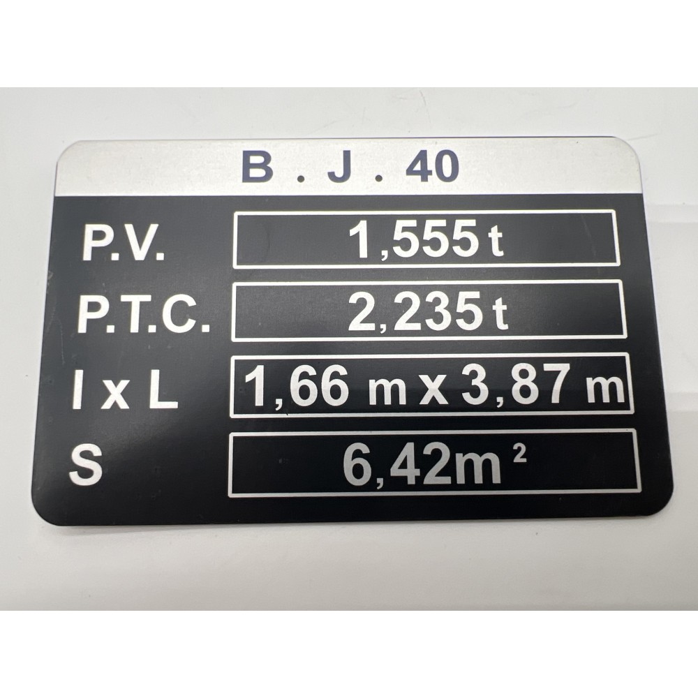 Plaque de tare BJ40 DTC Parts pour Toyota Land Cruiser 4x4