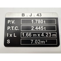 Plaque de tare BJ43 DTC Parts pour Toyota Land Cruiser 40