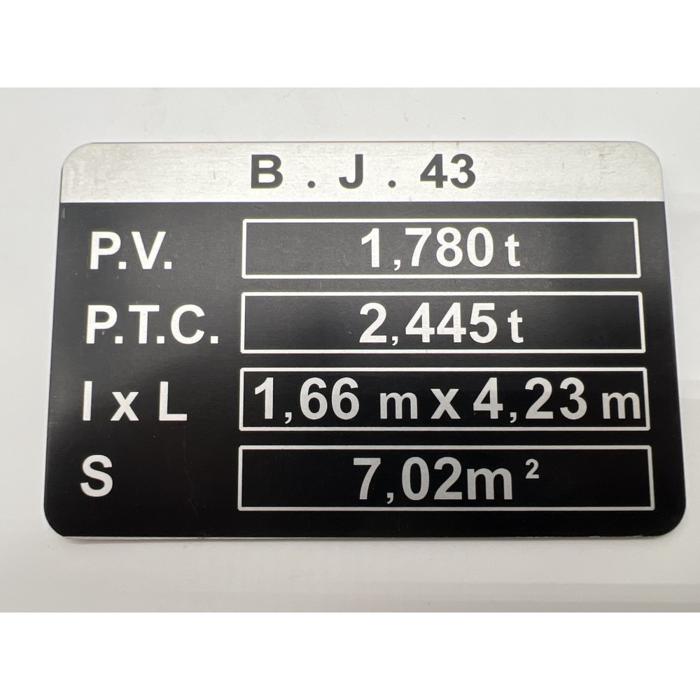 Plaque de tare BJ43 DTC Parts pour Toyota Land Cruiser 40