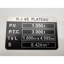 Plaque de tare HJ45 plateau DTC Parts pour Land Cruiser 40