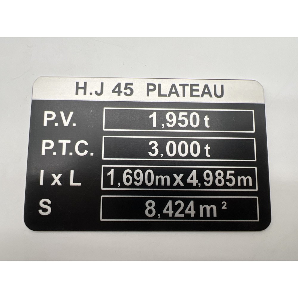 Plaque de tare HJ45 plateau DTC Parts pour Land Cruiser 40