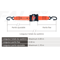 Sangle arrimage auto-rétractable 750kg 50mm x 3m - Sécurité 4x4