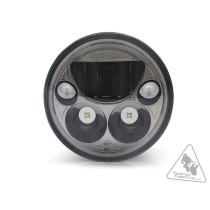 Module de phare LED DENALI M5E E-MARK, 5.75" rond, Chrome Noir