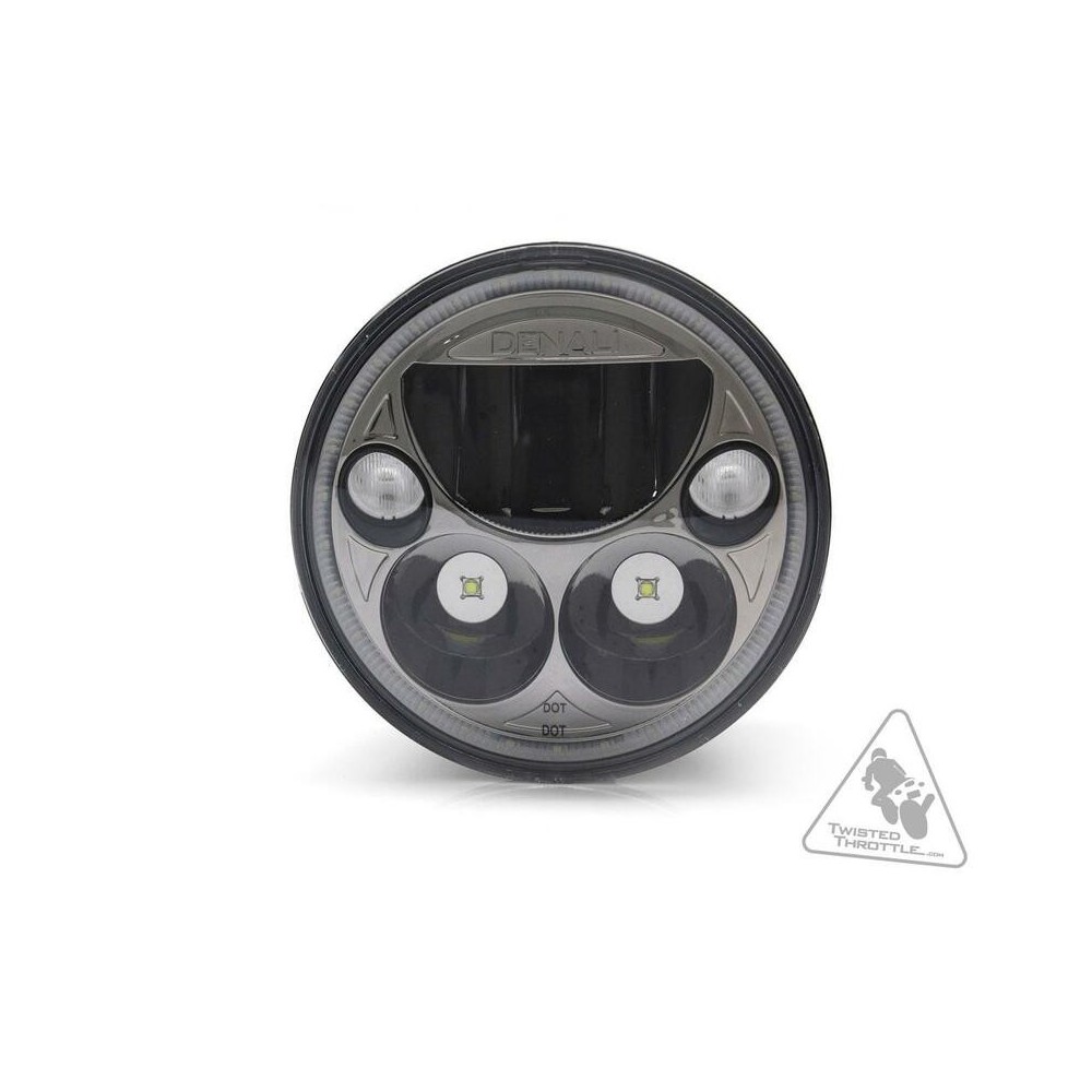 Module de phare LED DENALI M5E E-MARK, 5.75" rond, Chrome Noir