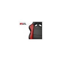 SIEGE SEMI-BAQUET CUIR PVC NOIR-ROUGE