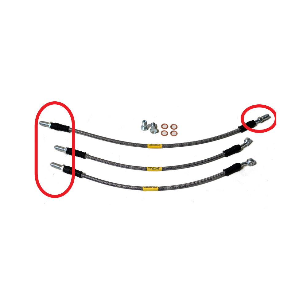 KIT DE 3 FLEXIBLES DE FREIN + 10 CM EMBOUTS MALES POUR SUZUKI SAMOURAI