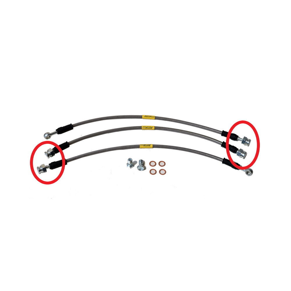 KIT DE 3 FLEXIBLES DE FREIN +10 CM embouts femelle