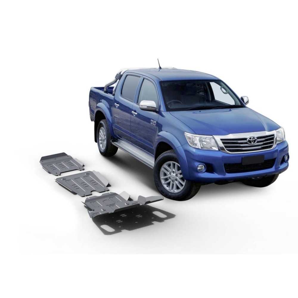 Kit 3 Blindages Aluminium 6 mm RIVAL Toyota Hilux Vigo KUN25 KUN26 2007-2015